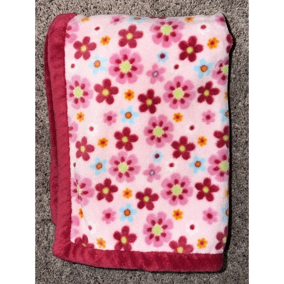 Little Beginnings Other - Carter's Pink Floral Baby Security Blanket Lovey Dark Pink Trim Plush Blanket